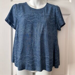 J.Jill Women's XS Petite Silky-Soft Pleat-Back Tee Blue Rayon Keyhole Top NWT